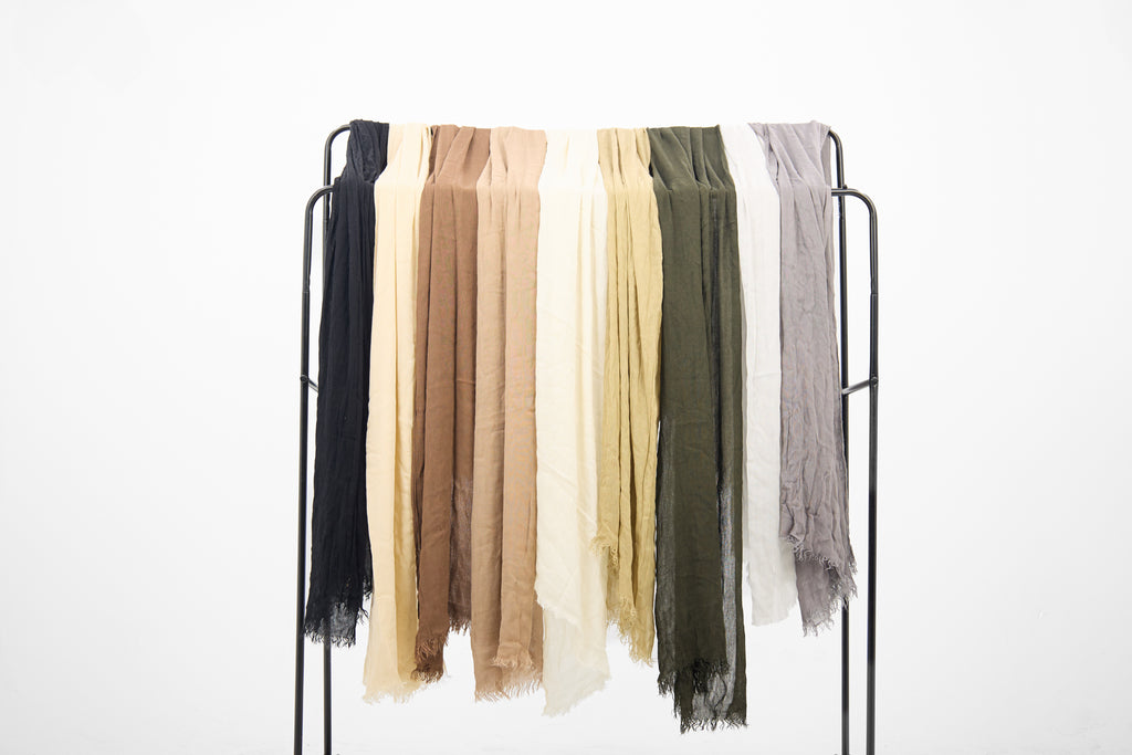PLAIN CRUSHED LINEN - SCARF